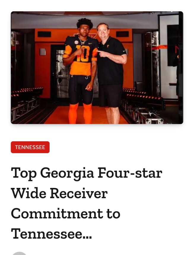 New Commitments a minute ago Tennessee Football...
