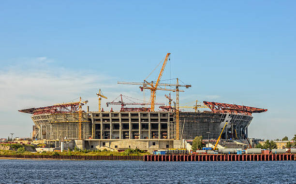 Construction of football stadium in St. Petersburg. Russia