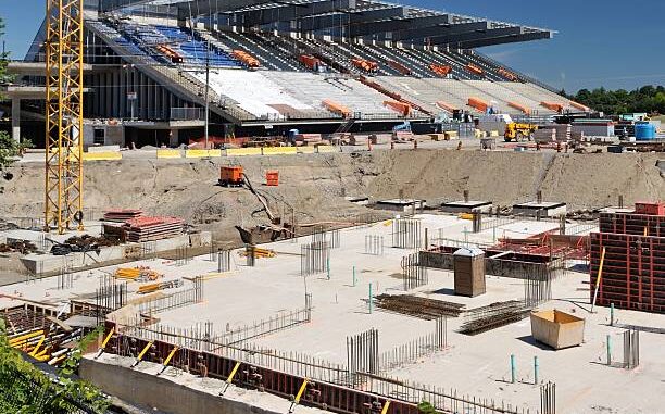 A urban sports stadium under construction.